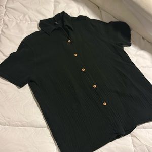 Men Black Button Shirt